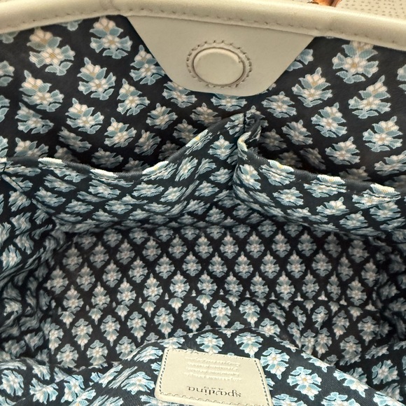 Spartina 449 Tan and Light Blue Tote with Bamboo Handle - Picture 6 of 16